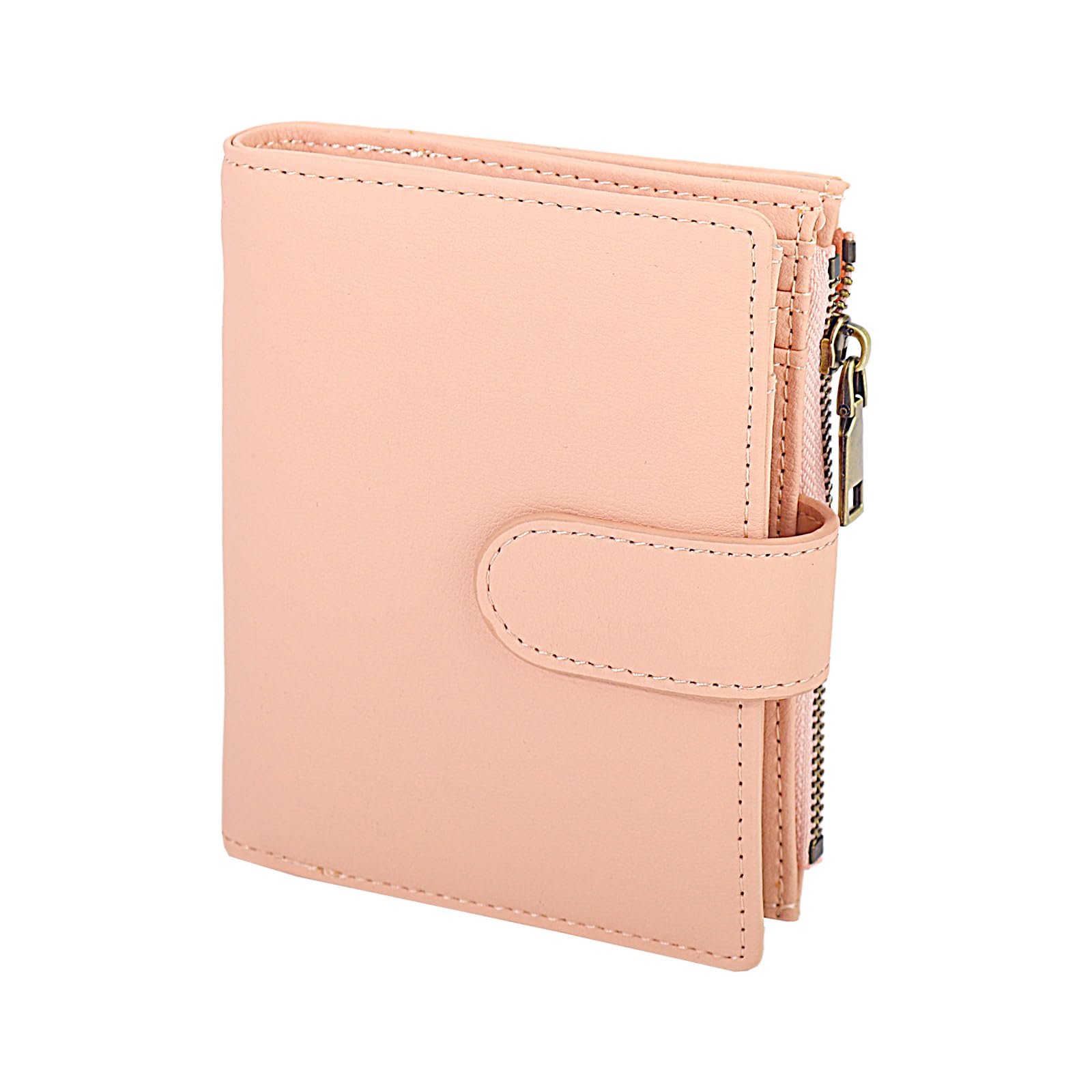 MUXILING Small Wallet For Women Leather Wallet Rfid Blocking Small Bifold Wallet for Women Zipper Pocket Coin Purse Credit Card Holder with ID Window,