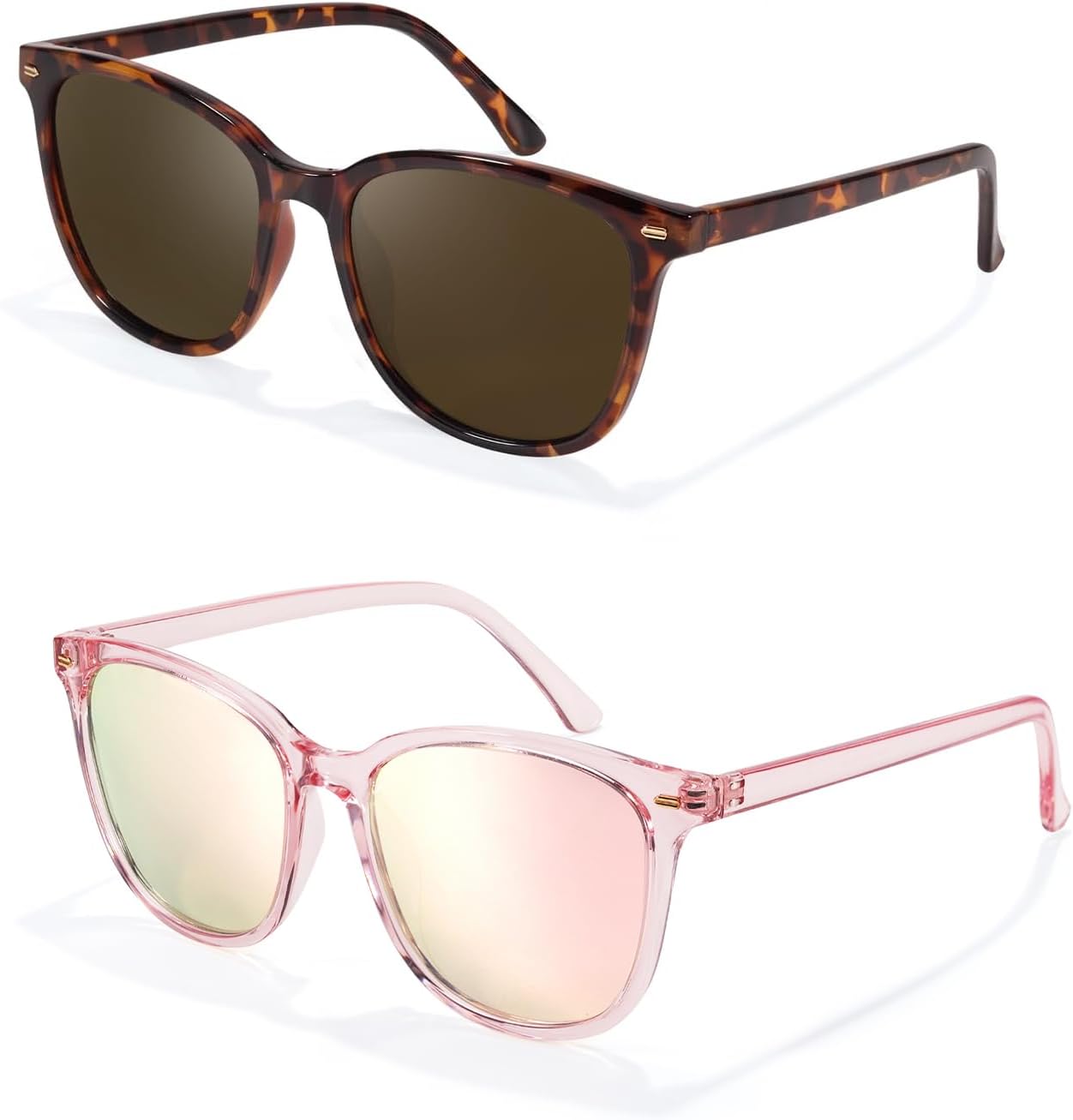 Myiaur Polarized Sunglasses for Women, Trendy Square Shades with UV400 Protection Sun Glasses for Daily (2 Pack)