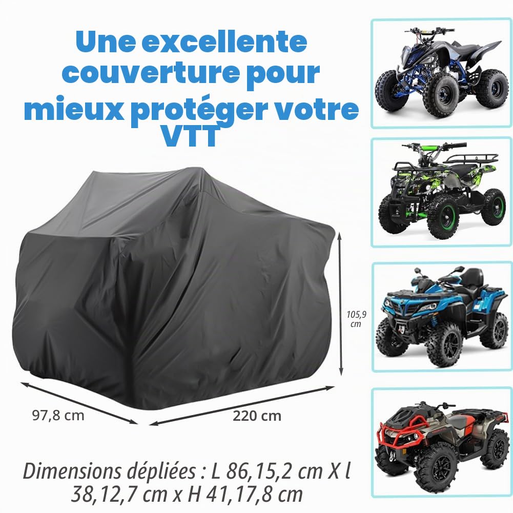 Bâche de protection imperméable pour quads à 4 roues - Pour Polaris, Yamaha, Suzuki, Honda, Kawasaki, Kart