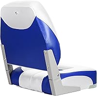 Vista 3 de Asiento de barco plegable con respaldo bajo de dos tonos, blanco/azul, paquete de 2