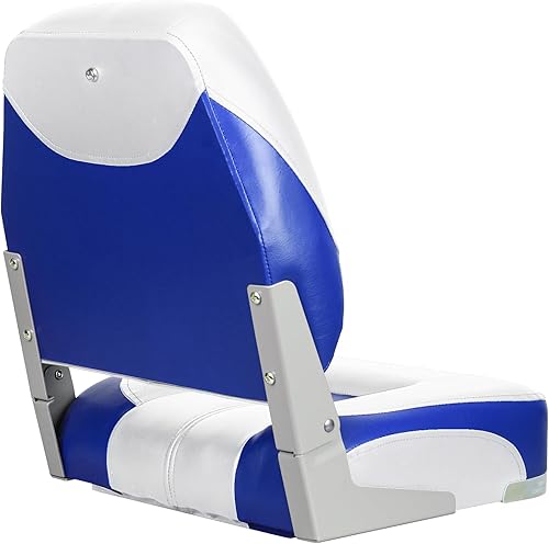 Miniatura 3 de ErgoSeat Asiento de barco plegable con respaldo bajo de dos tonos, blancoazul, paquete de 2 unidades