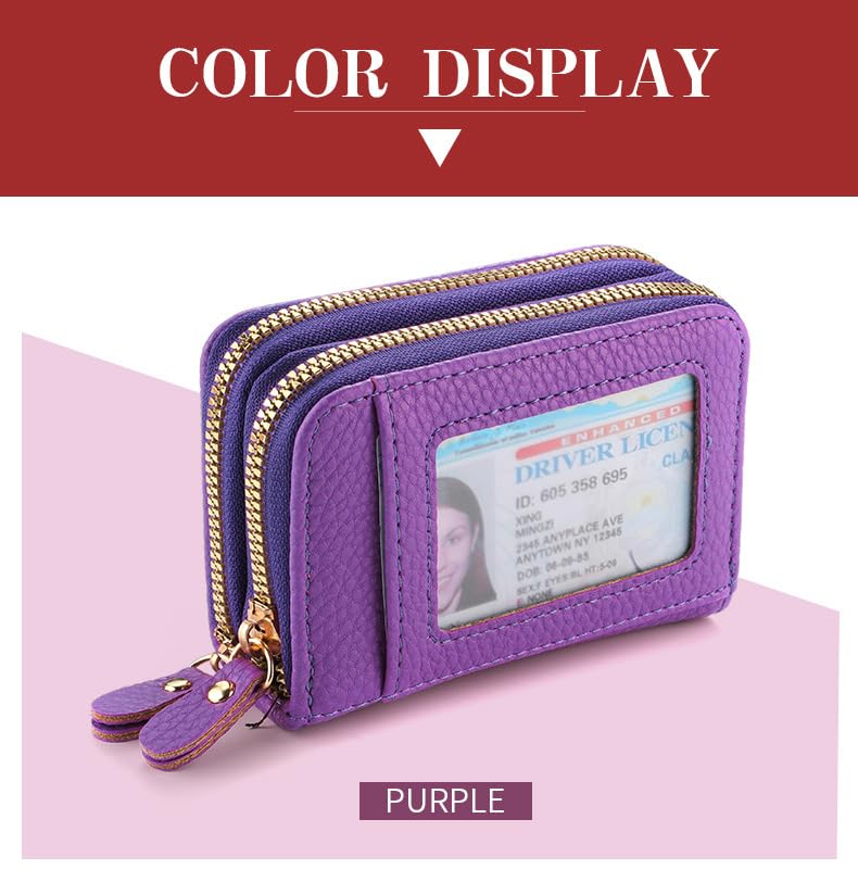 Small Wallet for Women, Slim RFID Blocking Credit Card Holder with ID Window, Compact Purses for Women(Purple)2