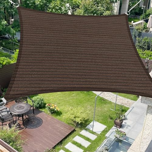 Toldo Vela Rectangular 3 x 3 m Rectangular HDPE Transpirable Protección Rayos 95% UV Red de Sombra Exterior con SOGA para Exterior Terraza Patio Jardín Pergola (Personalizable), Marrón