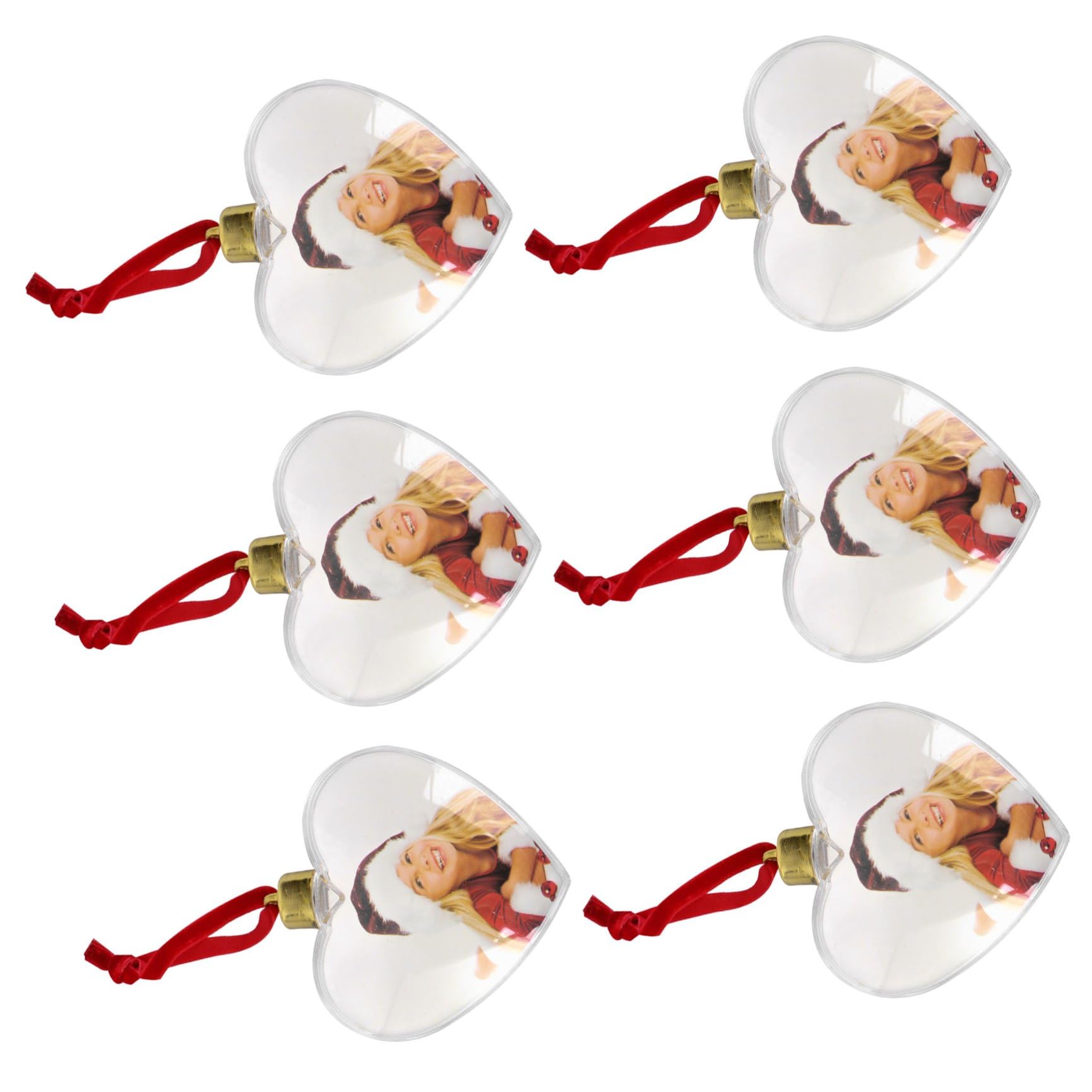 GALPADA Adornos para Fiesta Colgantes Transparentes DIY, Marco de Fotos Corazón 8.5 Cm, Plástico Resistente, 6 Piezas, Decoración Fotográfica para Eventos y Manualidades