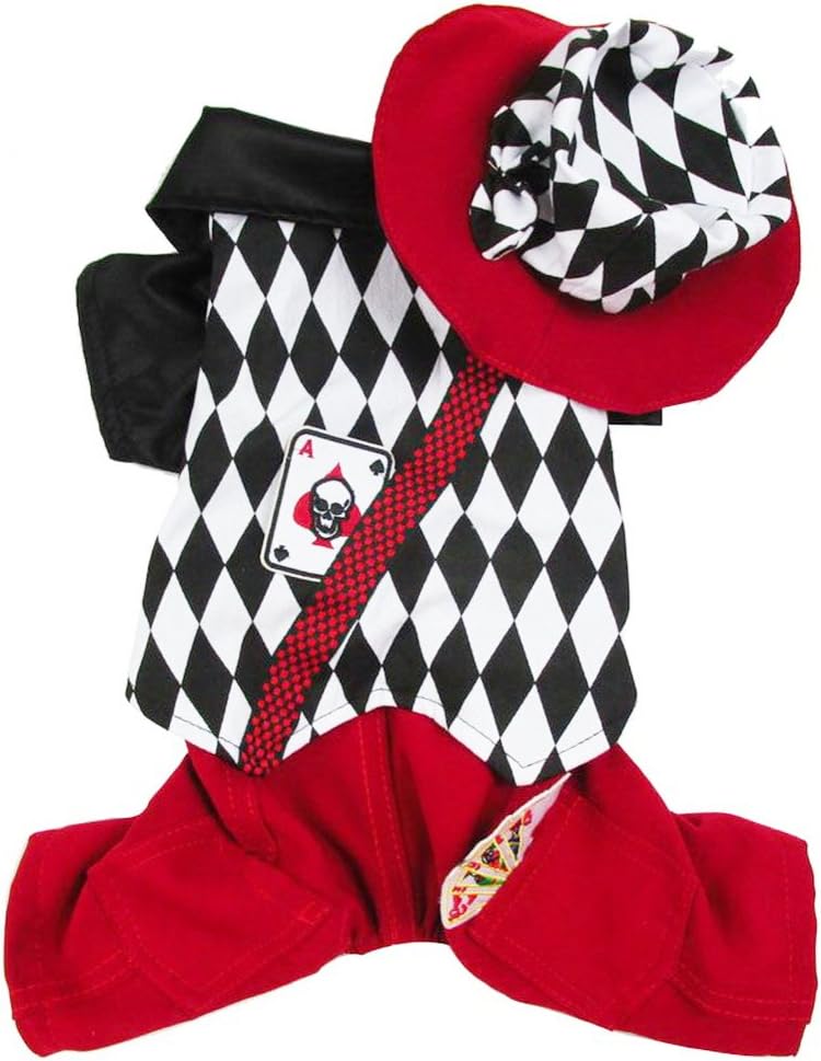 Cute Funny SMALL DOG ONLY Doggie Puppy Cat Accessories Halloween Outfit Fleece Warm Winter Girl Boy Jumper Coat Clothes Hoodies Fancy Dress Costume Ideas Pullover Black White Clown Magician M - Image 3