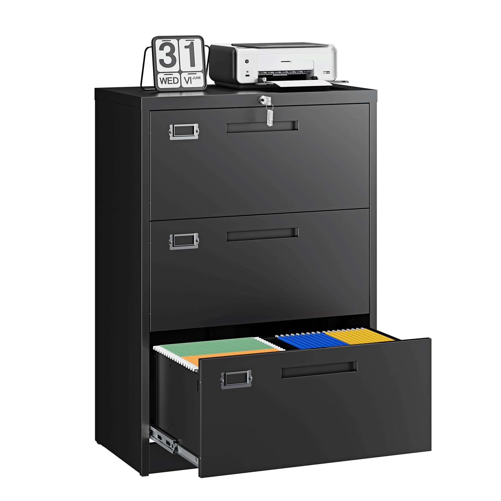 Three-Drawer Lateral File Cabinet with Lock