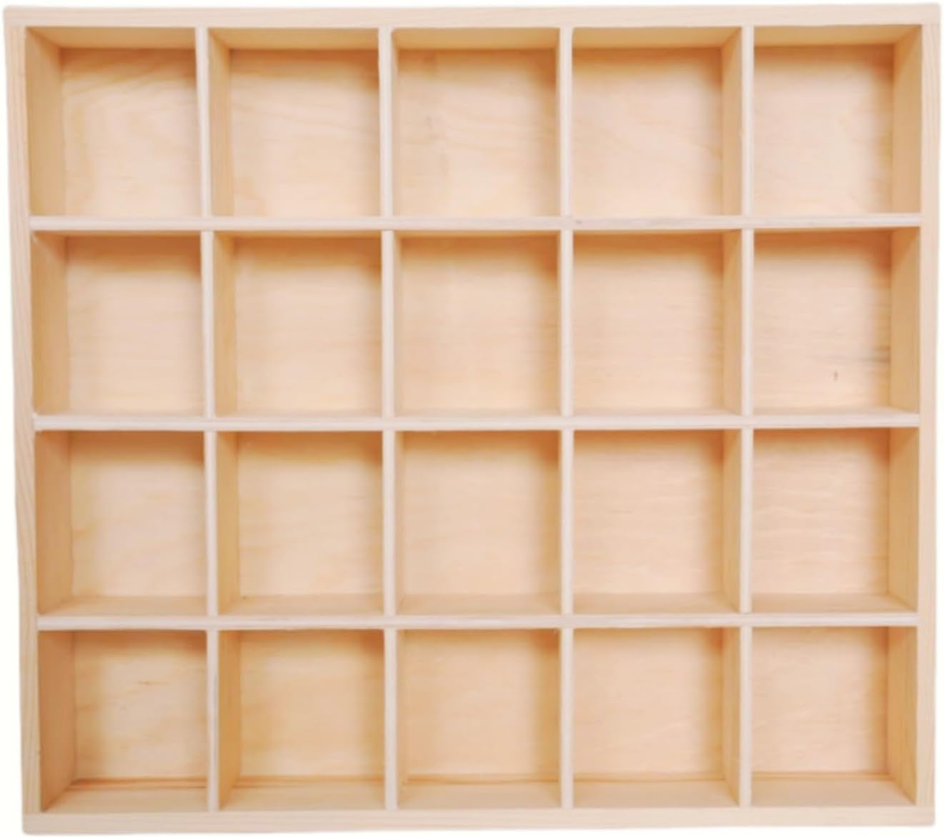 1 Pcs 13.4''x10.6''x2'' Wooden Storage Divider Box Showcase Display Box Organization Tabletop Box Tray Display Holder with 20 Compartments for Home Craft Office Kitchen Storage