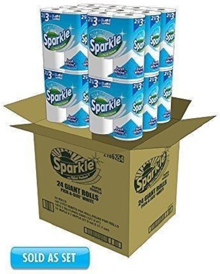 Sparkle Paper Towels 24 Giant Rolls ,2-ply Paper Towel Pick-A-Size Sheet Classic Sparkle Just White Pick A Size