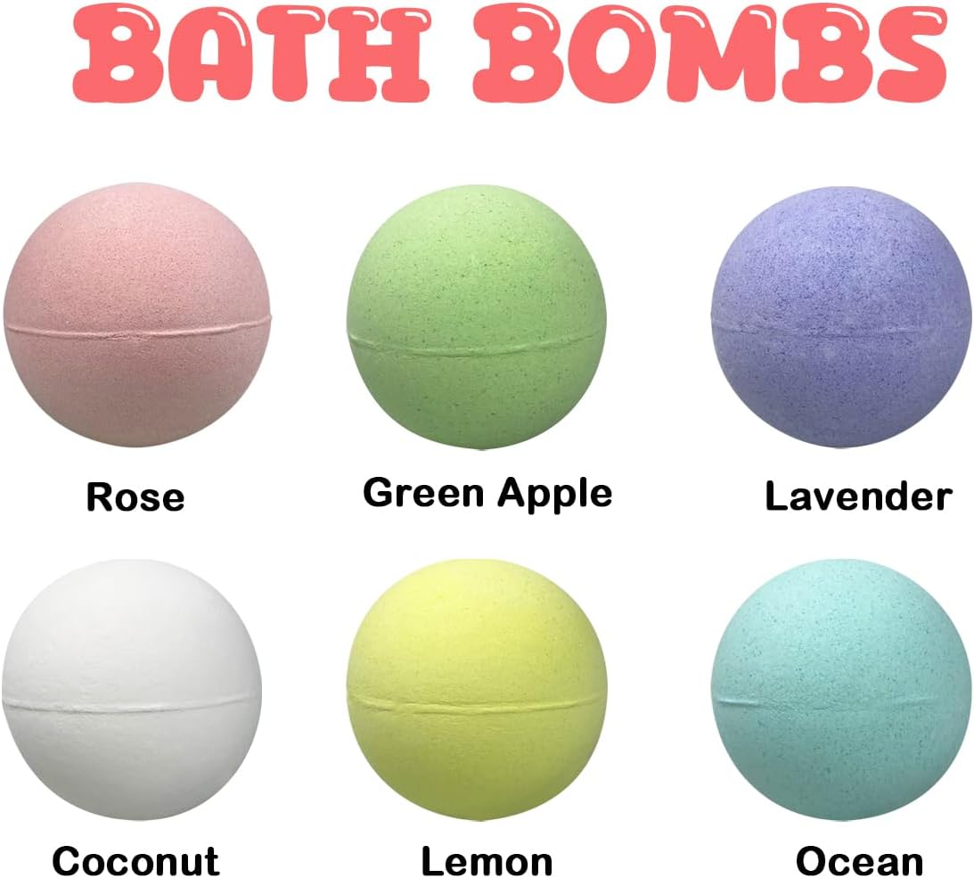 6 Pack Christmas Bubble Bath Bombs with Christmas Squishy Toys Inside for Kids Girls Boys Women Christmas Stocking Stuffers Gifts