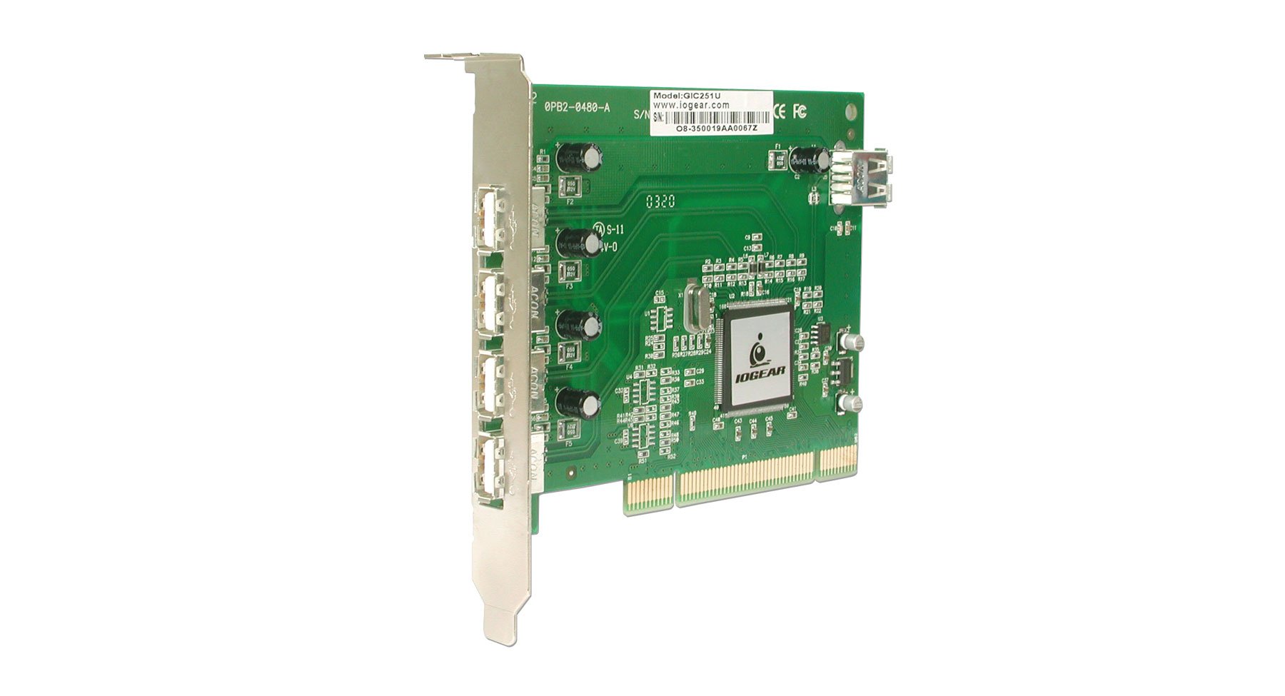Tarjeta PCI USB 2.0 de alta velocidad de 5 puertos adaptador interno IOGEAR GIC251U 2