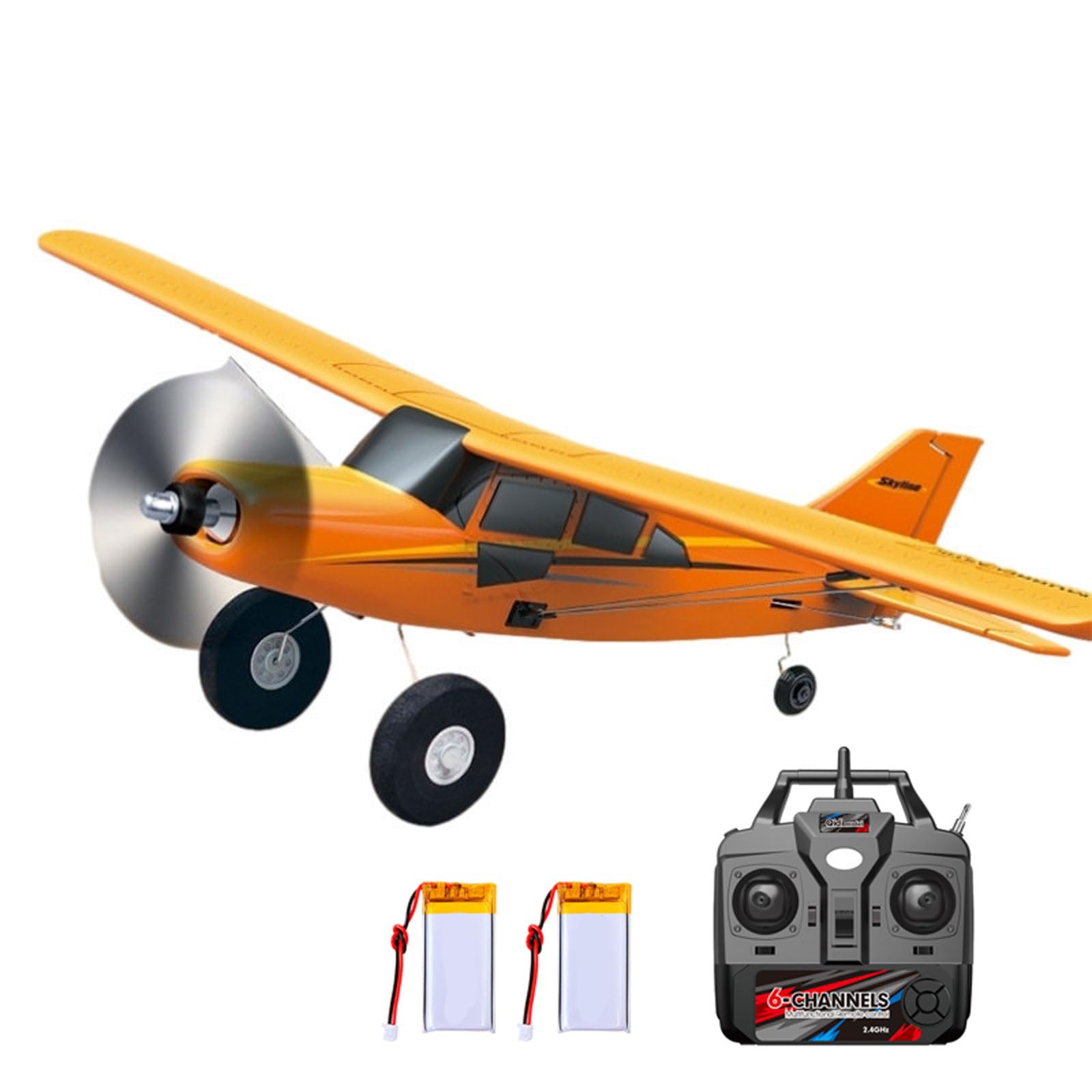 XMFHANG 4 Channel RC Plane, 2.4Ghz Aerobatic Aircraft, RC Airplane with Light, 3 Self-Balancing Modes for Beginner, Professional, 2 Batteries, for Adult Fly Party Gift