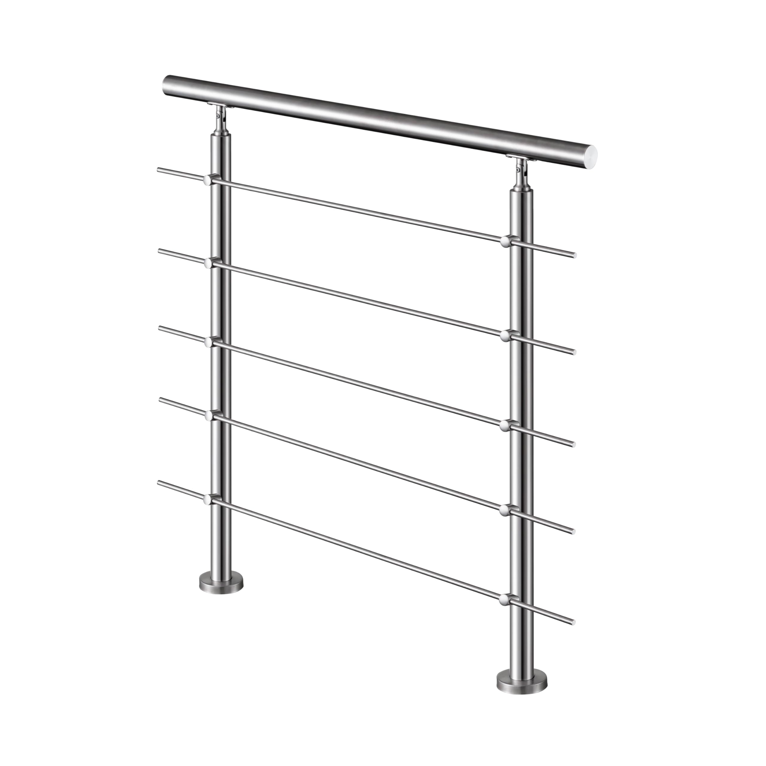 AICA Barandilla escalera, barandilla de acero inoxidable 304, pasamanos de escalera para interior y exterior escaleras, jardin, balcón, terraza, 100x106 cm, 5 barras transversales