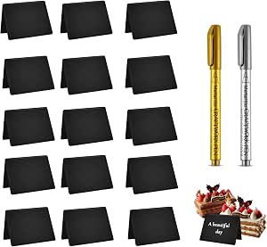 Lot De 30 Mini Tableaux Noirs En PVC (10x6,9cm) Avec Craies Et Chiffons - Pour étiquetage Buffet, Mariage, Prix, Déco - Réutilisables, Recto Verso