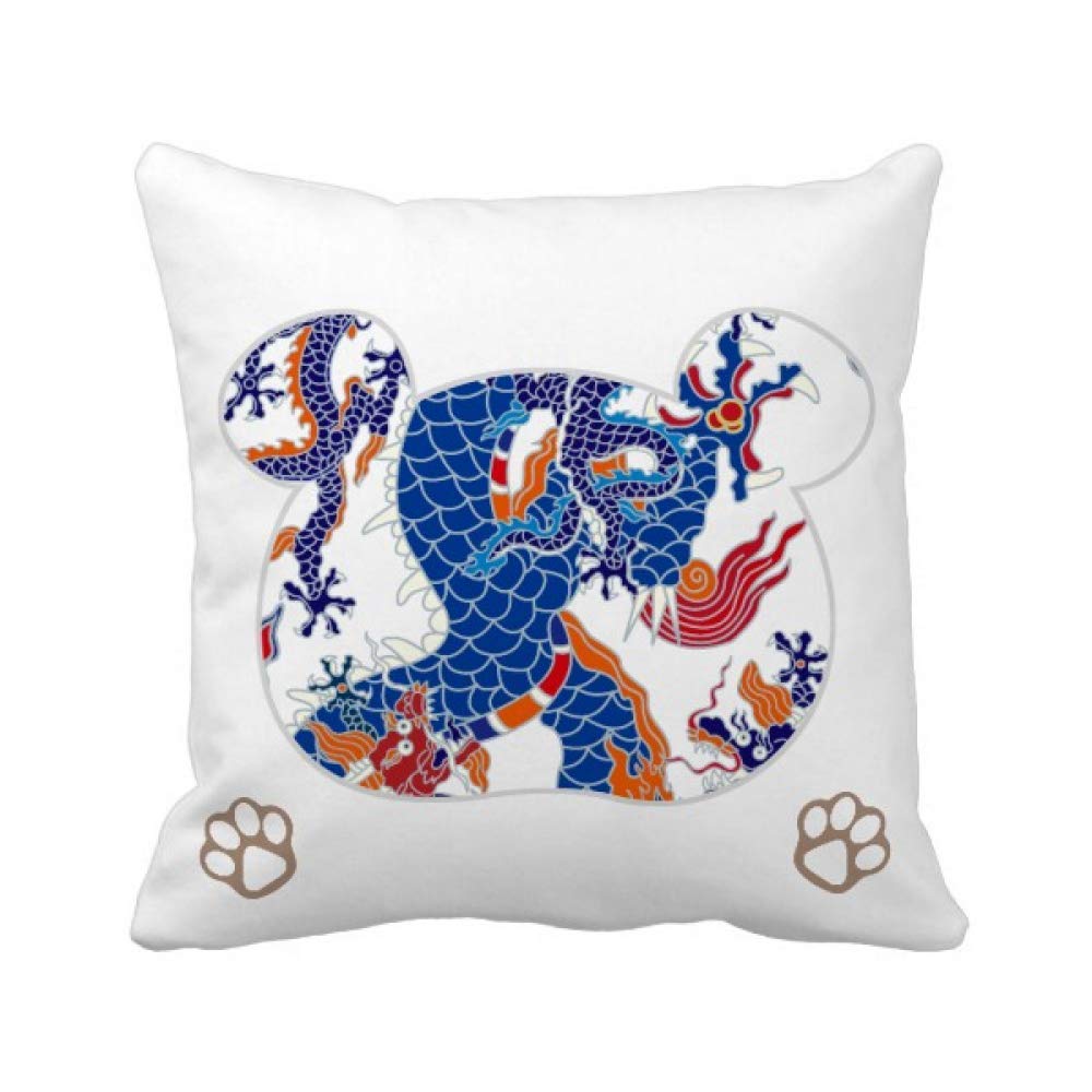 Housse de coussin dragon chinois résistant carré motif nuages ours pour rénover un canapé usé