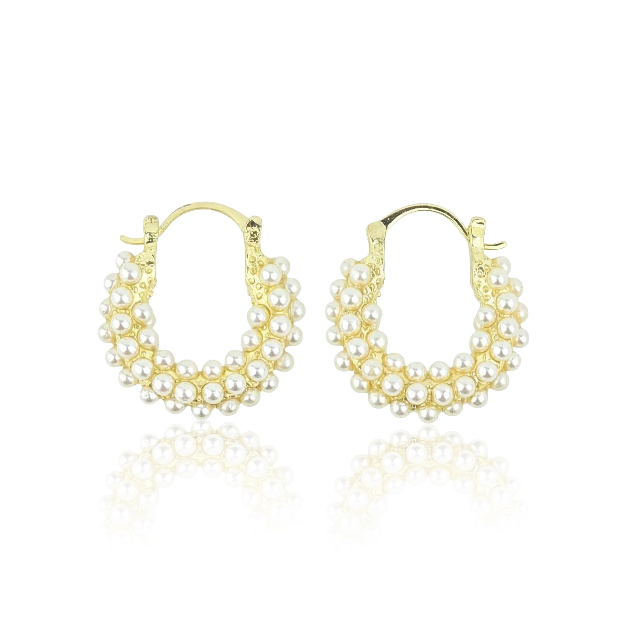 yellow chimes Pearl Hoop Gold Plated Earrings | Elegant Pearl Layered Hoop Earrings for Women and Girls | Party Jewelry-picture-40