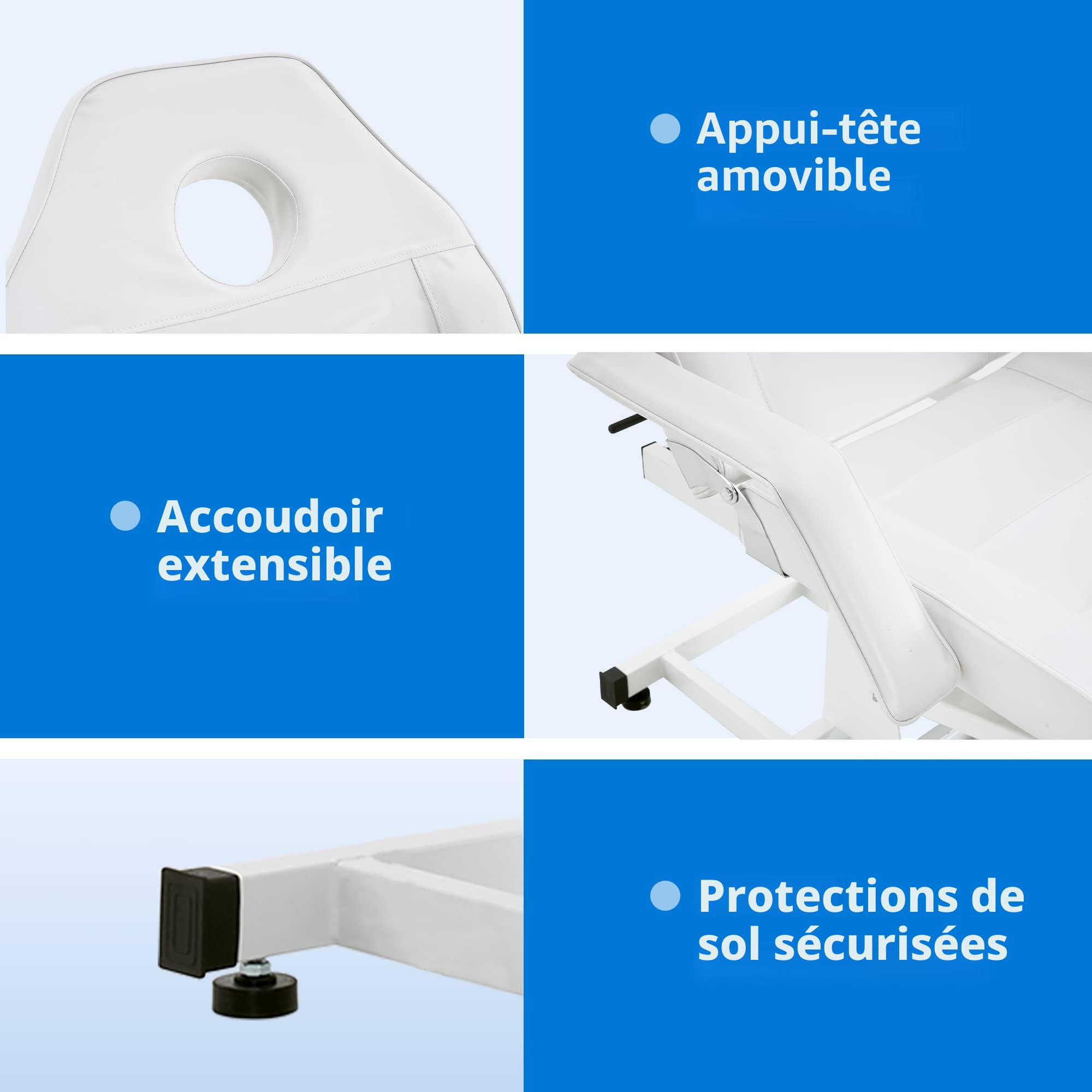 Barberpub Table de Tatouage électrique Table de Massage, Set de Tables d'esthétique, Table de thérapie équipement de beauté Pliable & réglable en Hauteur, 0100 (Blanc)