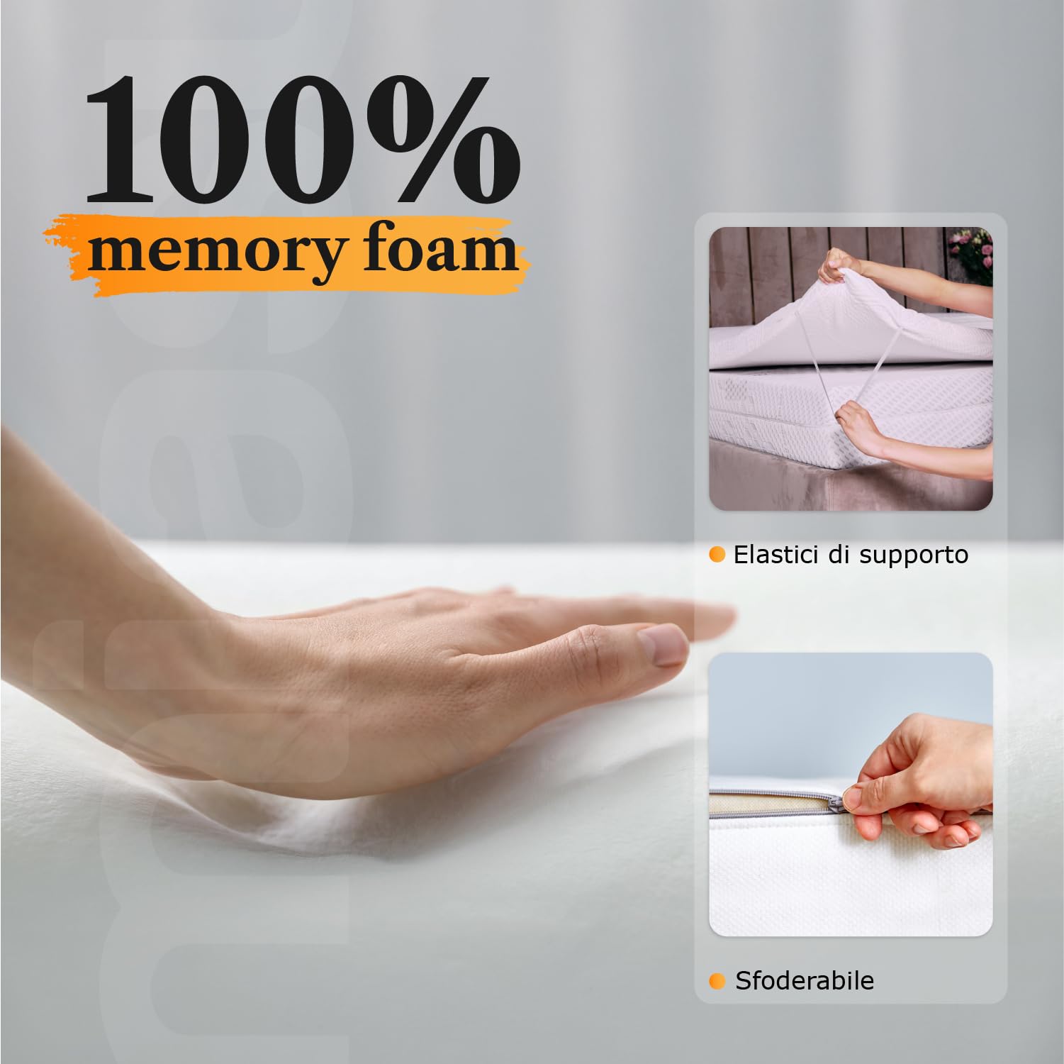 miasuite i sogni italiani Topper Memoria Espuma, Aloe Vera, Beige, 90X190