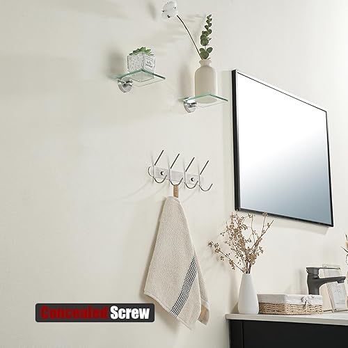 Miniatura 5 de JQK Chr04-BN - Perchero para colgar abrigos, 10.79 pulgadas, acero inoxidable 304, 4 ganchos dobles para colgar abrigos, bolsos, ropa, chaqueta,