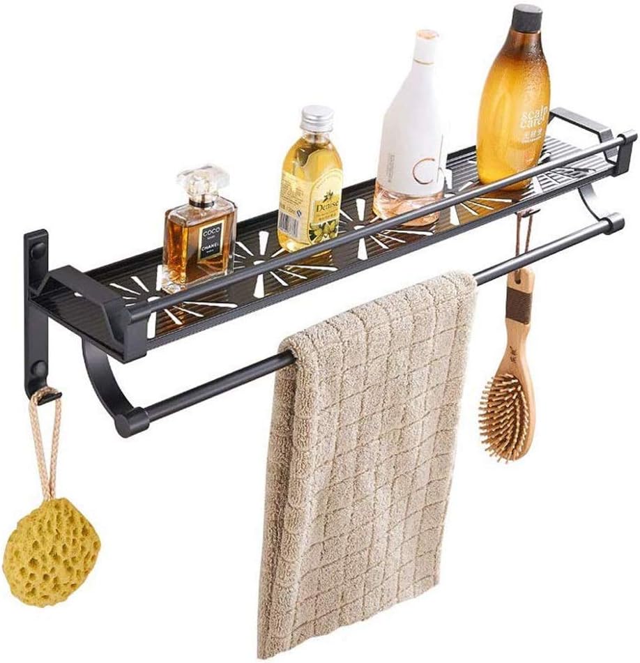 Towel Rack Bathroom Lavatory Towel Rack Towel Shelf with Two Towel Bars Wall Mount Holder(60cm)