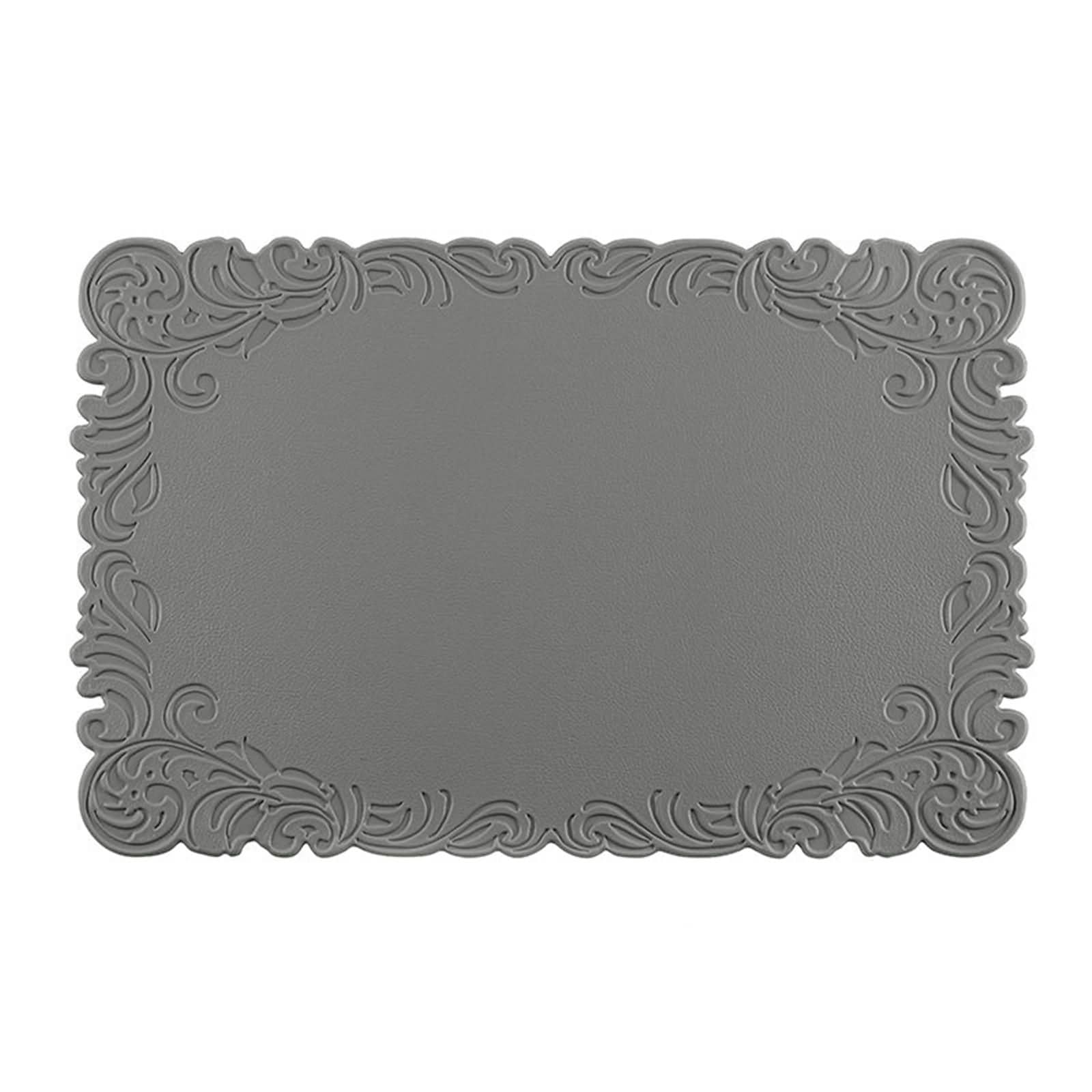 Napperon table salle à manger gris foncé pour repas de famille design floral