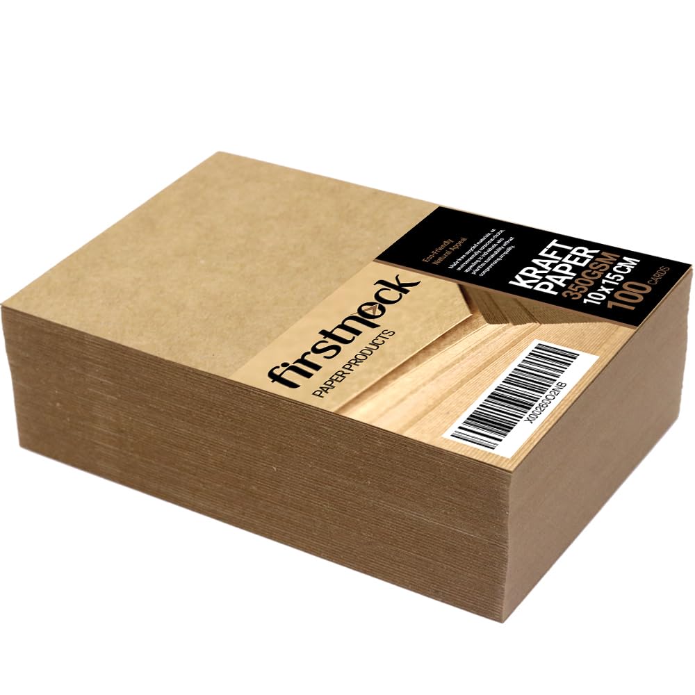 A6 Kraft Card 10x15cm (350 GSM) – 100 PCS Blank Brown Kraft Paper Cards for DIY, Invitations, Scrapbooking, Gift Tags & Craft Projects