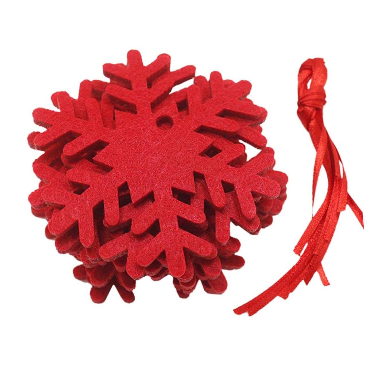 PRETYZOOM 4 Set Di Ornamenti Unici in Feltro Per Albero Di Natale Ciondolo A Forma Di Fetta Di Fiocco Di Neve Rosso Per La Decorazione Della Casa 40 Pezzi*4