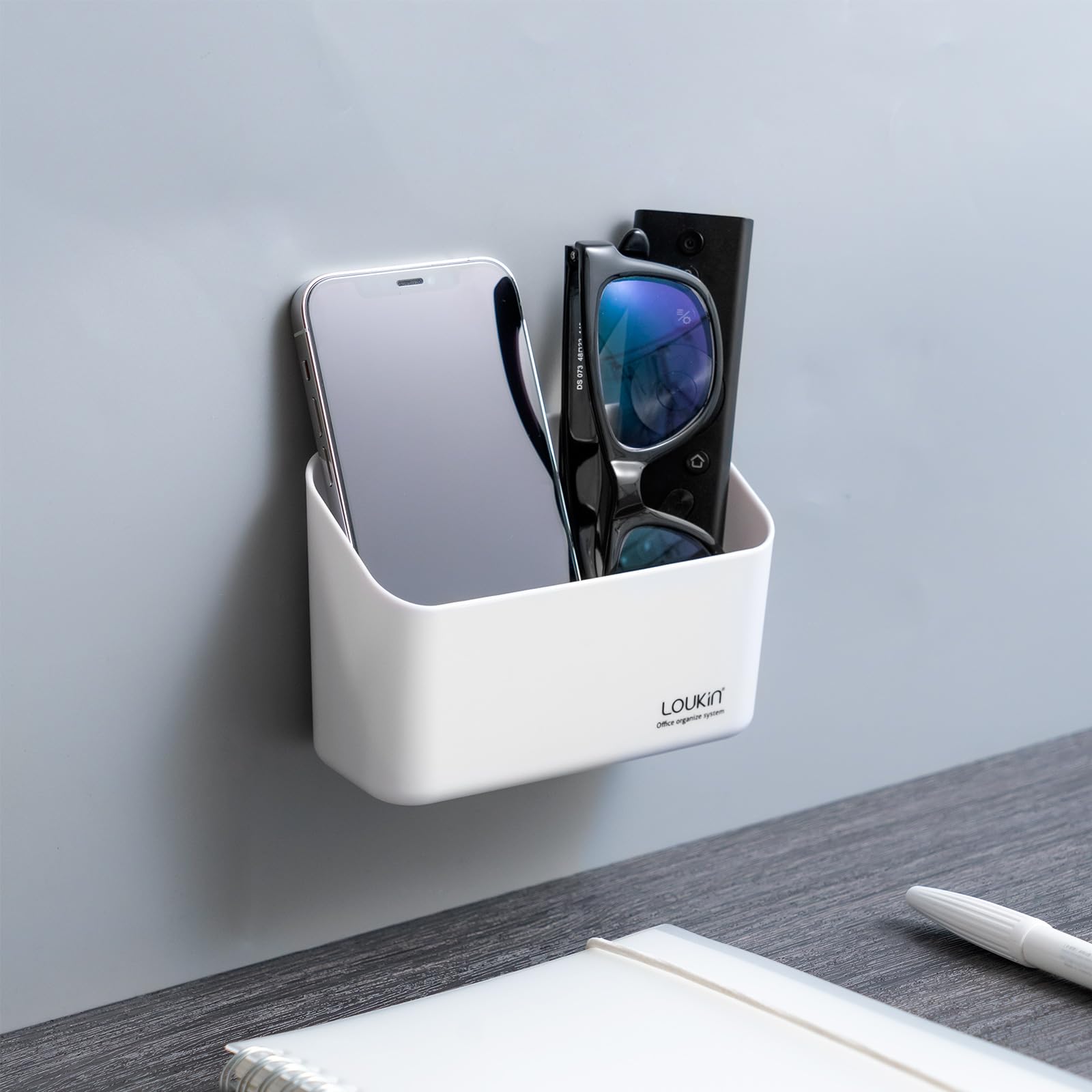 loukin Support magnétique pour marqueur effaçable à sec, support de télécommande, organisateur de rangement magnétique pour tableau blanc ou réfrigérateur (Blanc)