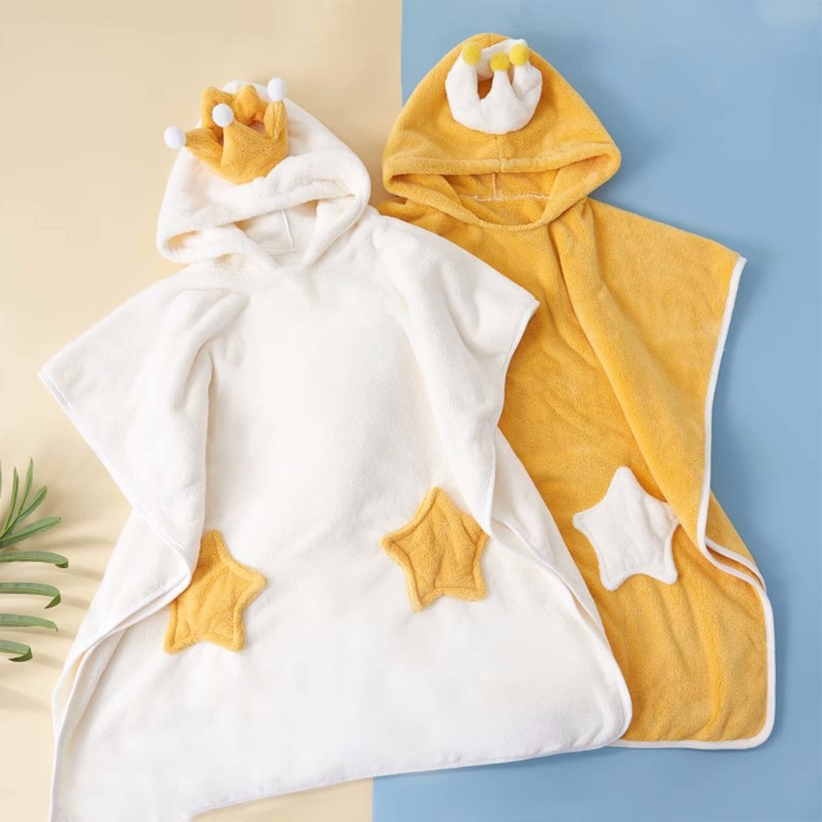GHYUBYER Kinder Strand Pool Bad Mit Kapuze Poncho Handtuch, Fleece Surf Changing Towels Wrap, Baby Kleinkind Mädchen Jungen 2-8 Jahre (Color : Yellow, Size : 2-4 Years)