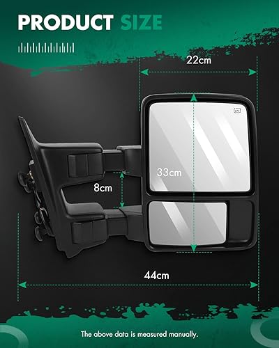 Miniatura 3 de SCITOO Espejo de remolque negro apto para Ford 2008-2016 para Ford F-250 para F-350 para F-450 para F-550 Super Duty con PC RH Power Adjusted Heated