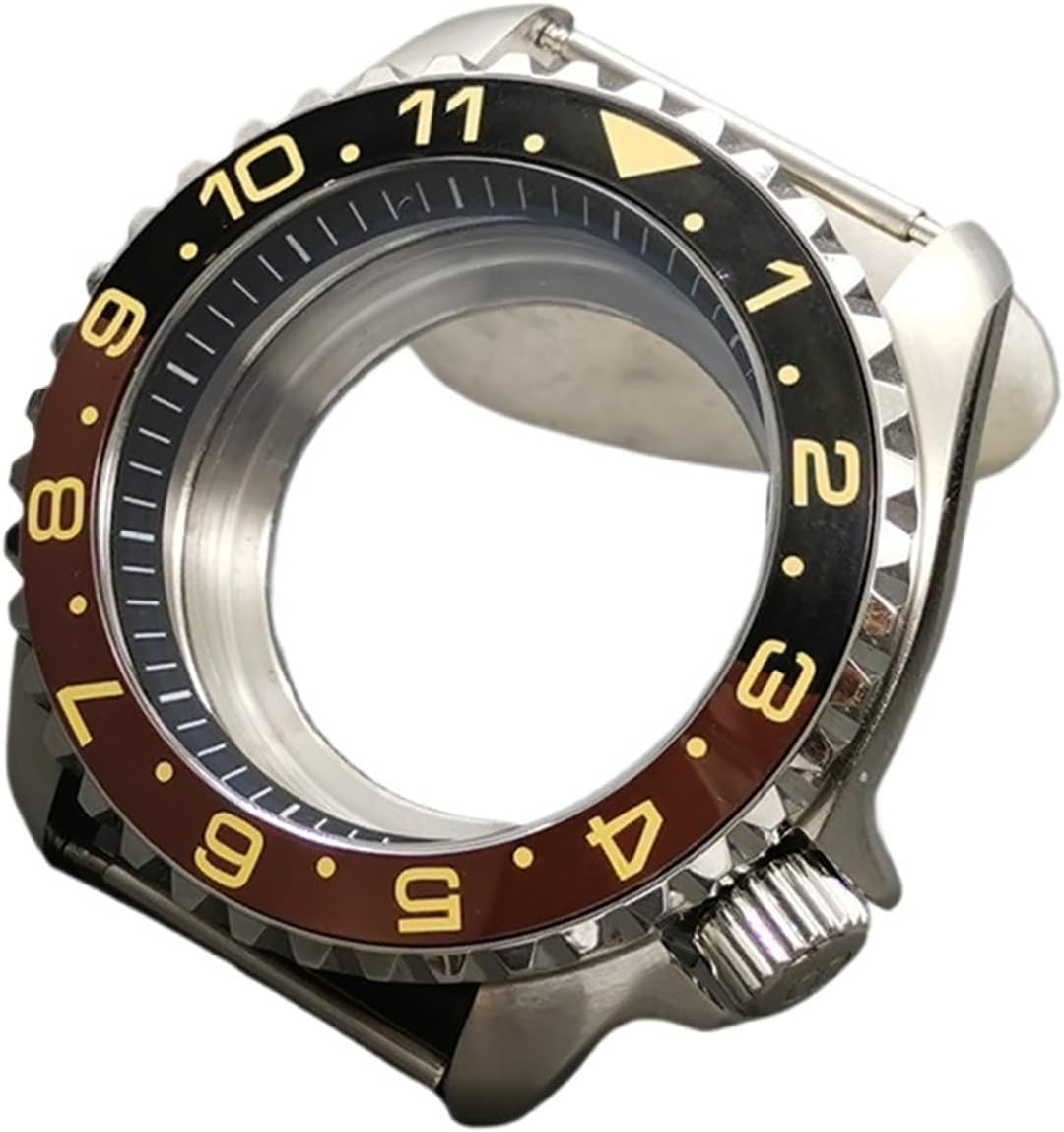 42mm Silver SKX007 Watch Case with Dome Sapphire Glass for NH35 NH36 4R 6R 7S Movement - Transparent Back Cover Parts