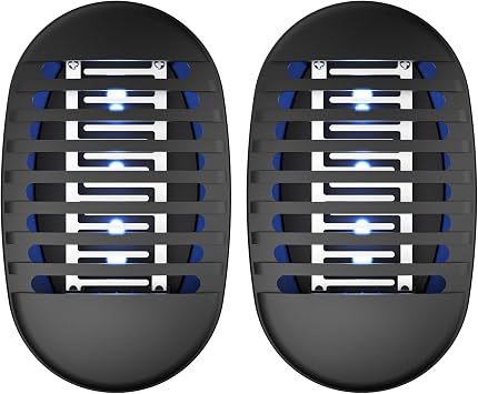 Mosquito Killer Lamp, Fly Zapper with UV Light, Powerful Electric Mosquito Bug Zapper with Cleaning Brush, Plug in Mosquito Pest Repellent for Home, Bedroom, Kitchen, Office, Indoor, Black-2 Pack