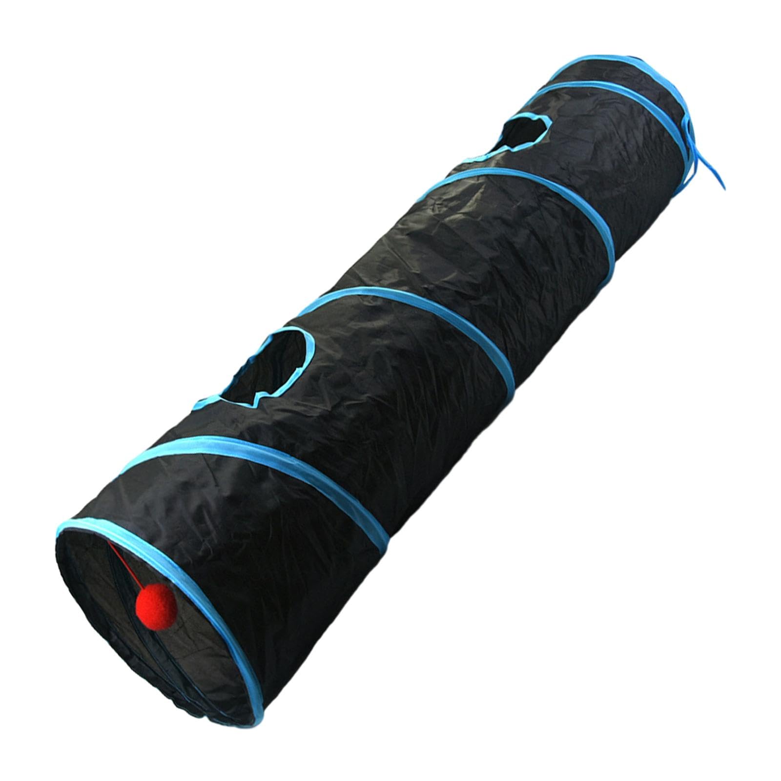 Tubo para gatear con textura arrugada y pelota que estimula el juego felino