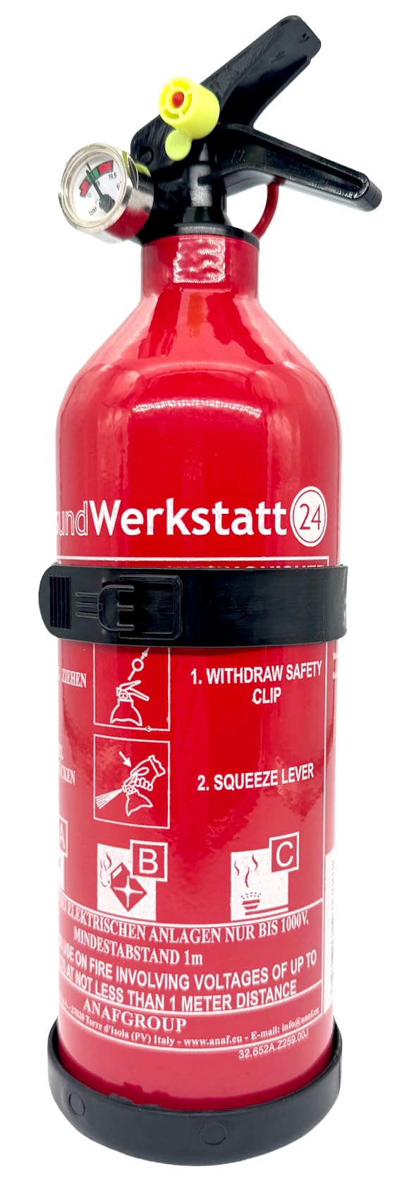 ABC Autofeuerlöscher Pia – Aluminium, Manometer & Halterung