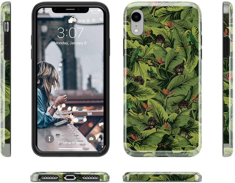 Casely iPhone XR Case | Sneaky Monkeys | Frida Kahlo Jungle Floral | Classic Ultra Slim Design
