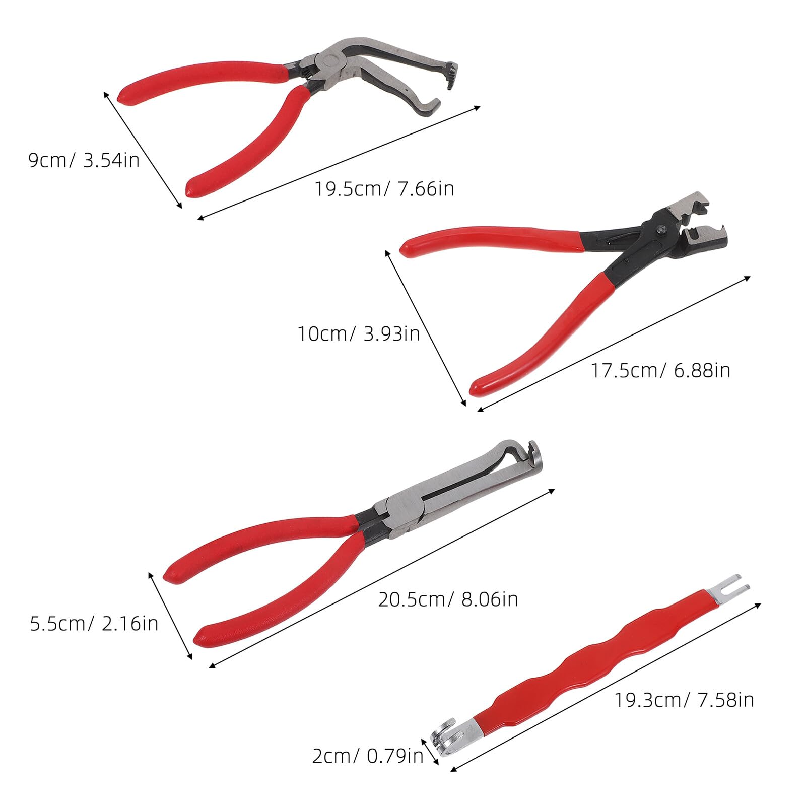Mikikit Set Pinze Separatrici per Connettori Elettrici e Rimozione Tubi Carburante Auto, Camion e SUV, Strumenti Multifunzione Impugnatura Rossa Ergonomica, Adatti per Lavori in Spazi