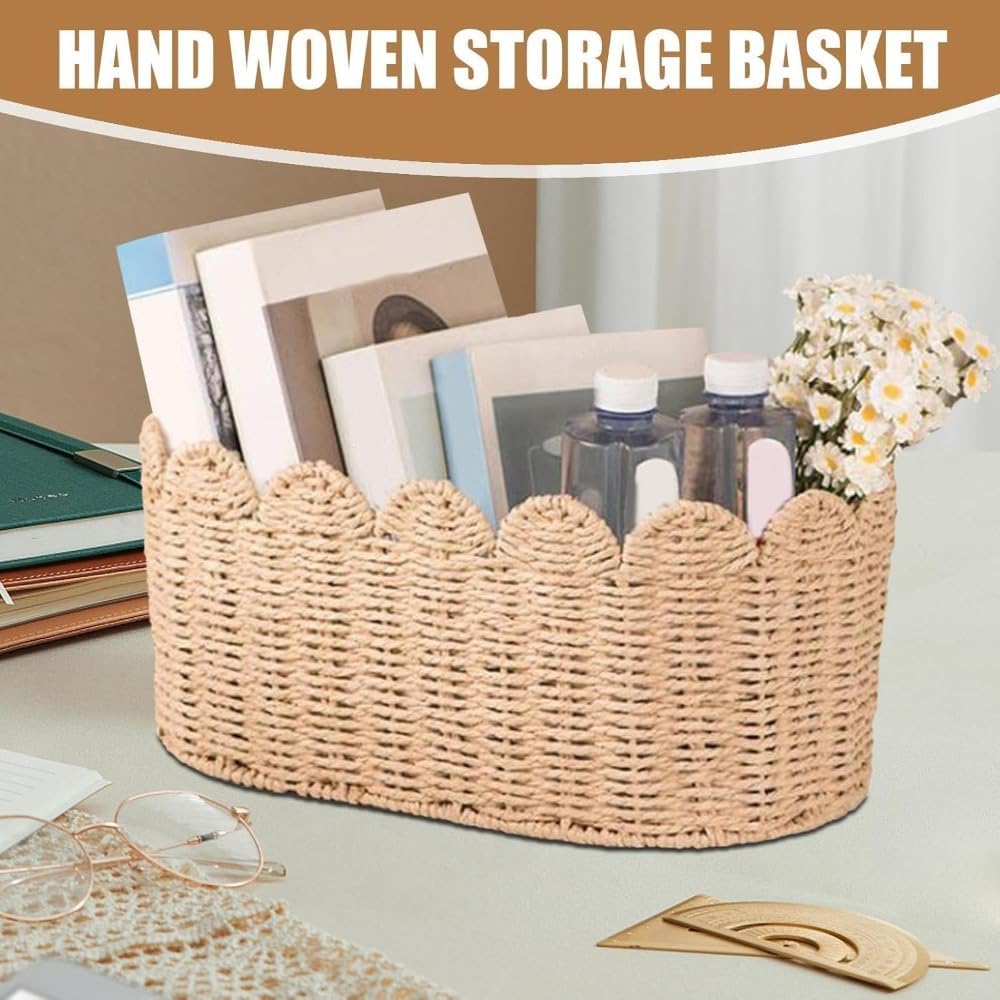 Girlmarry編みロープ収納バスケット - かわいいオープンオーガナイザービンセット、ソフトホームコンテナ|多目的シェルフカウン