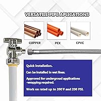 Vista 2 de HQMPC Válvula de parada angular, sin plomo latón 1/2 "PTC x 1/4" compresión push fit cierre válvula de agua con clip de desconexión, empujar