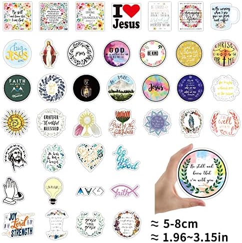 Cobee Inspirational Jesus Stickers, 50 PCS Wisdom Words Decals Cross Jesus Faith Stickers Waterproof Vinyl Stickers Motivational Stickers for Water Bottles Laptop Christian Gifts