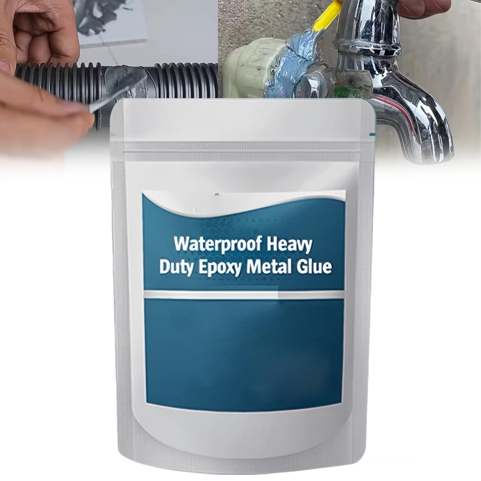 Waterproof Heavy Duty Epoxy Metal Glue, Strong Foundry Glue, Weld Waterproof Epoxy Metal Casting Adhesive for Repair, Welding, Bonding & Sealing (White, 100g)