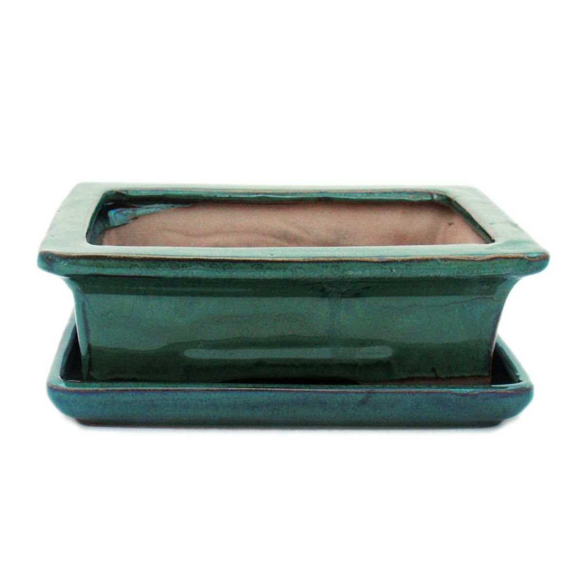 exotenherz - Bol à bonsaï avec soucoupe taille 3 - Vert - carré - Modèle G29 - L 18 cm - l 13 cm - H 6 cm