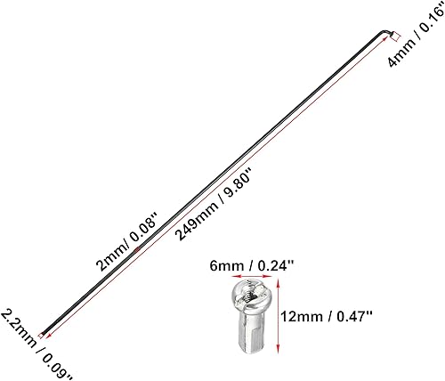 Vista 40 de X AUTOHAUX 40 piezas de bicicleta de acero radios 14G bici radios para la mayoría de bicicletas