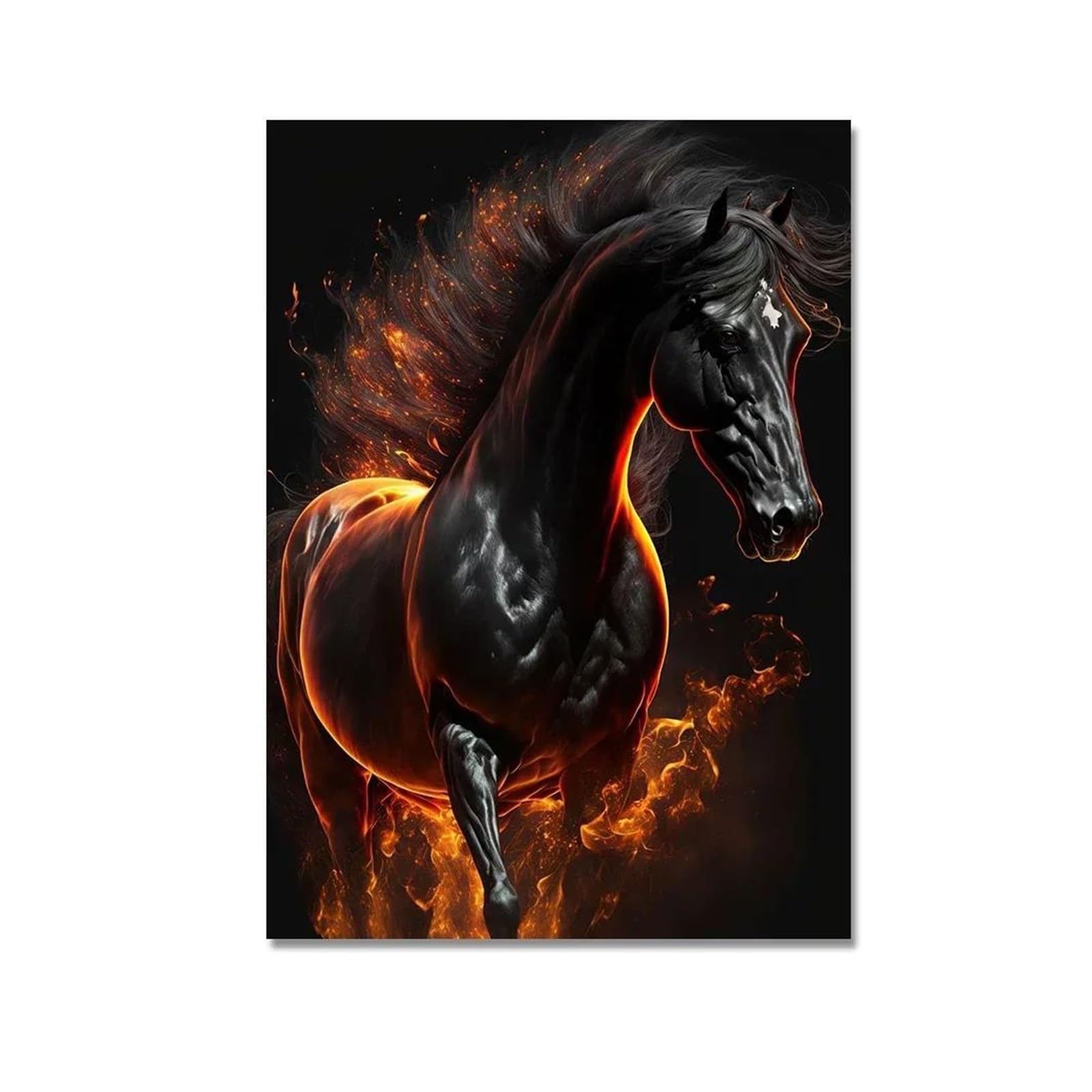 Byambd E Aesthetic Pictures Abstract Running Hors With Fir Aesthetic Posters Prints Wall Art Canvas Painting Pictures Living Room Hom Decor(,30X40cm)