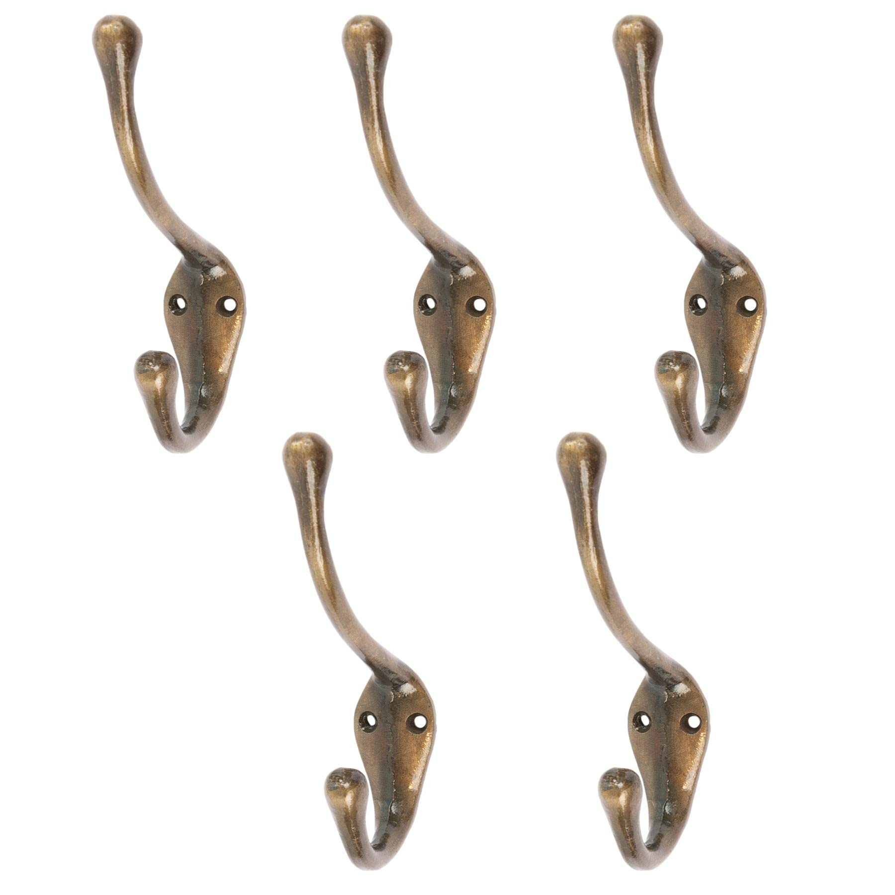 Hammer and Tongs - Narrow Hat & Coat Hook - W30mm x H140mm - Brass - Pack of 5