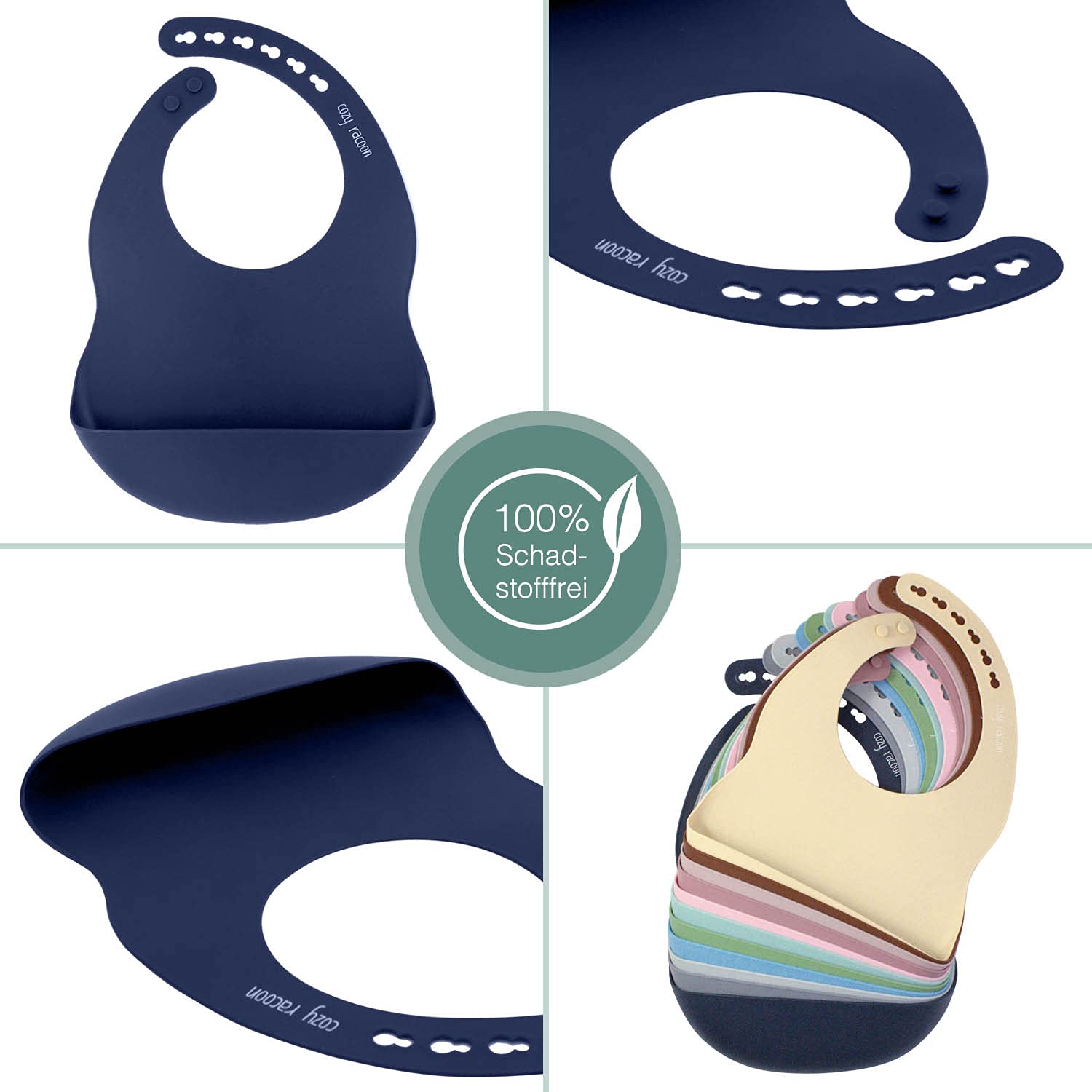 Cozy Racoon Baby Bib with Crumb Tray for Girls & Boys Waterproof Washable Baby Bib - Image 2
