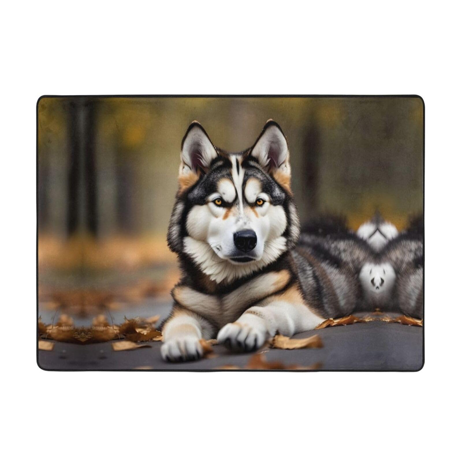 Tapis de décoration d'intérieur motif Husky antidérapant et extra confortable