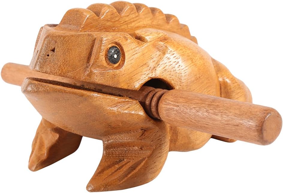 Decorative Wooden Croaking Musical Instrument - Thailand Traditional Craft for Home Office (No. 4 12.7CM)