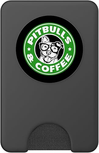Miniatura 8 de PitBulls y café gracioso para Pit Bull Papá o Pitbull mamápopsockets agarre y soporte para teléfonos y tabletas, Negro