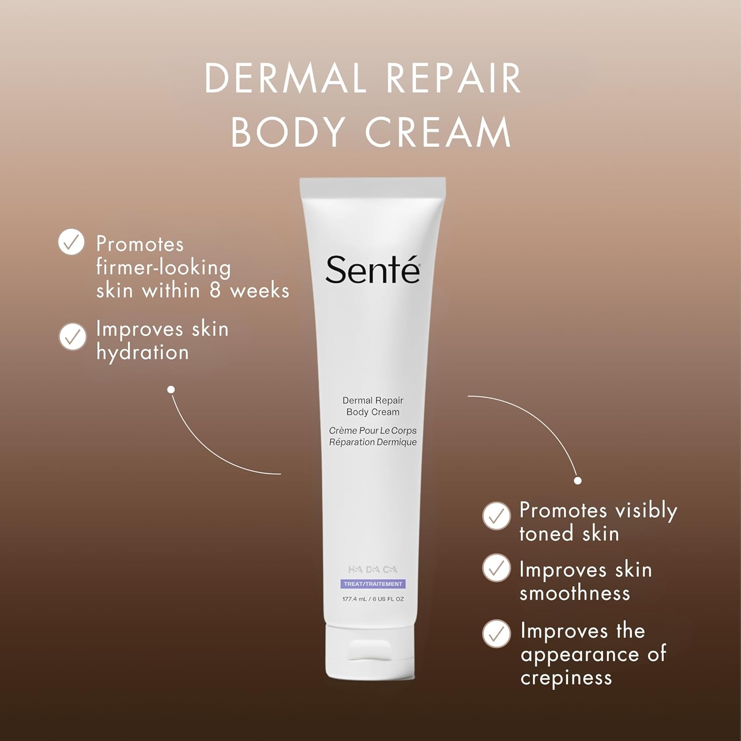 Senté Dermal Repair Body Cream | Restore Skin's Barrier | Soothes Sensitive Skin | Promotes New Collagen Production for Firmer Skin | 6 Fl Oz