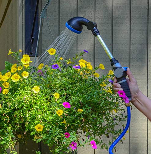 HoseCoil 3/8 inch Self Coiling Garden, RV, Outdoor Water Hose (25.00, Blue with Shower Wand) - Thumbnail 3