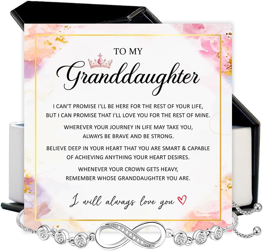 To My Granddaughter Bracelet From Grandma Grandmother or Grandpa Grandfather With Heartfelt Message & Box, Jewelry Gift For Granddaughter From Grandparents On Graduation, Birthday, Wedding, Christmas